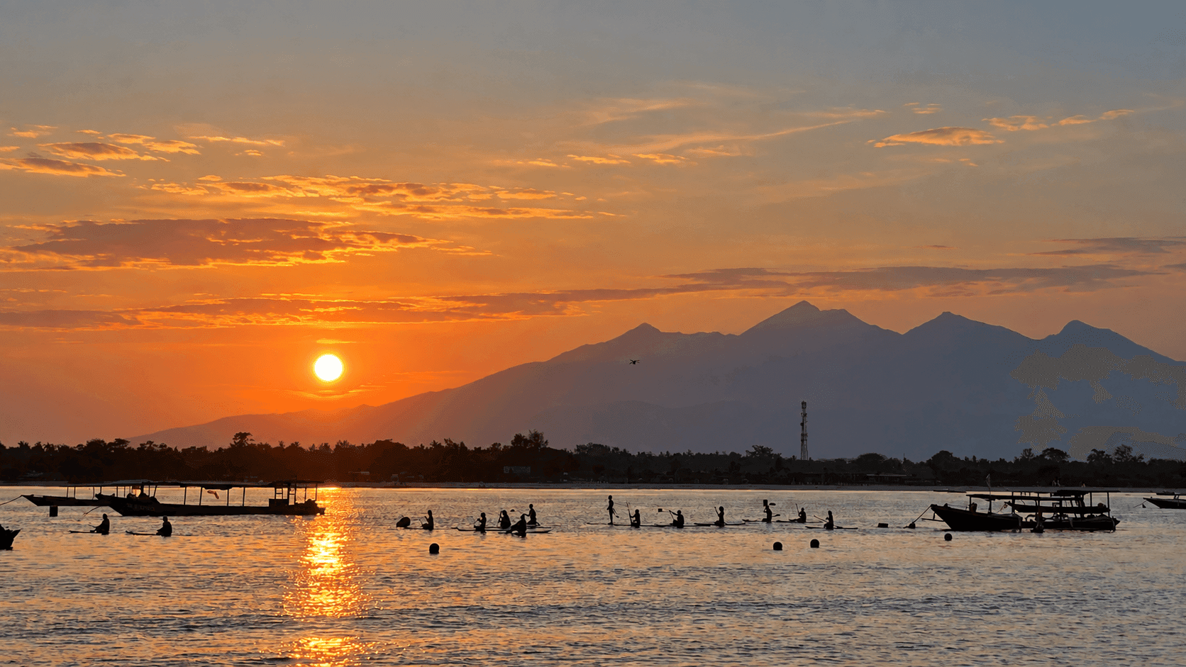 Dramatic sunset over Mount Rinjani