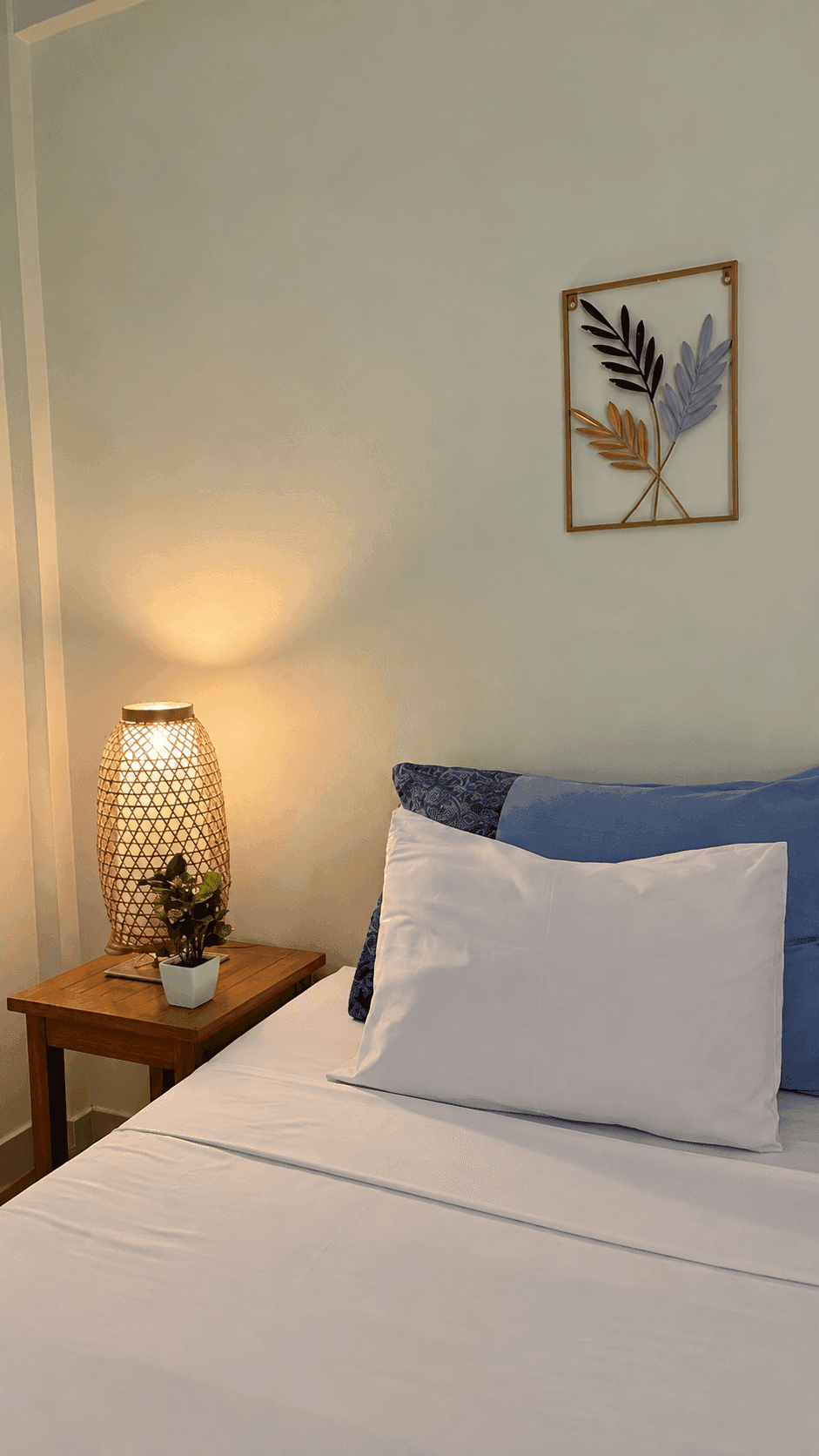Warm minimalist room corner with calm tones